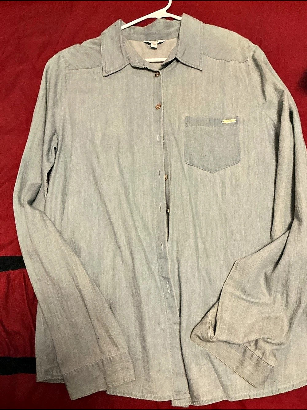 Guess Button Down Shirt Gray Size Large